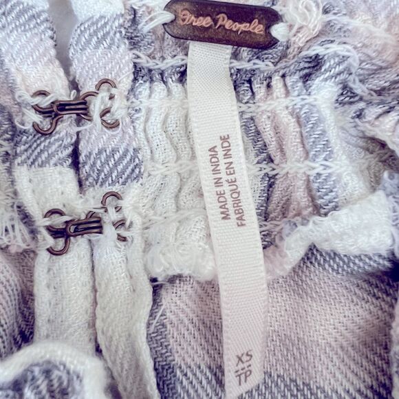 Free People Charlie Ruffle Plaid Mockneck Blouse - Picture 5 of 7